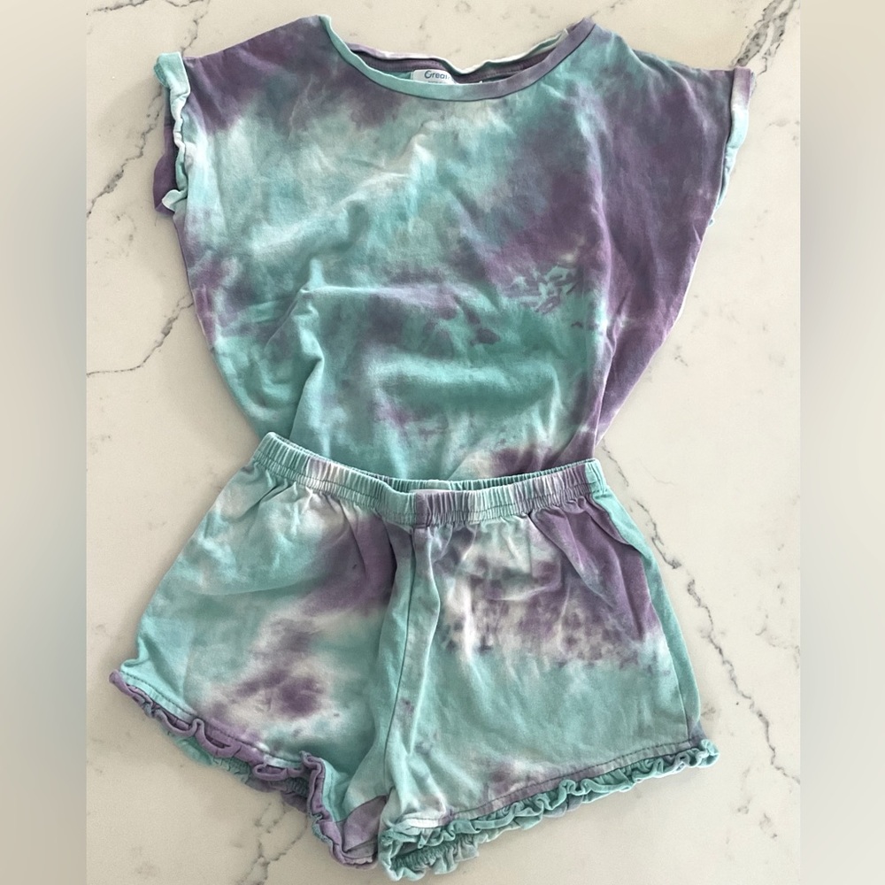Girls Tie-Dyed Shorts Set